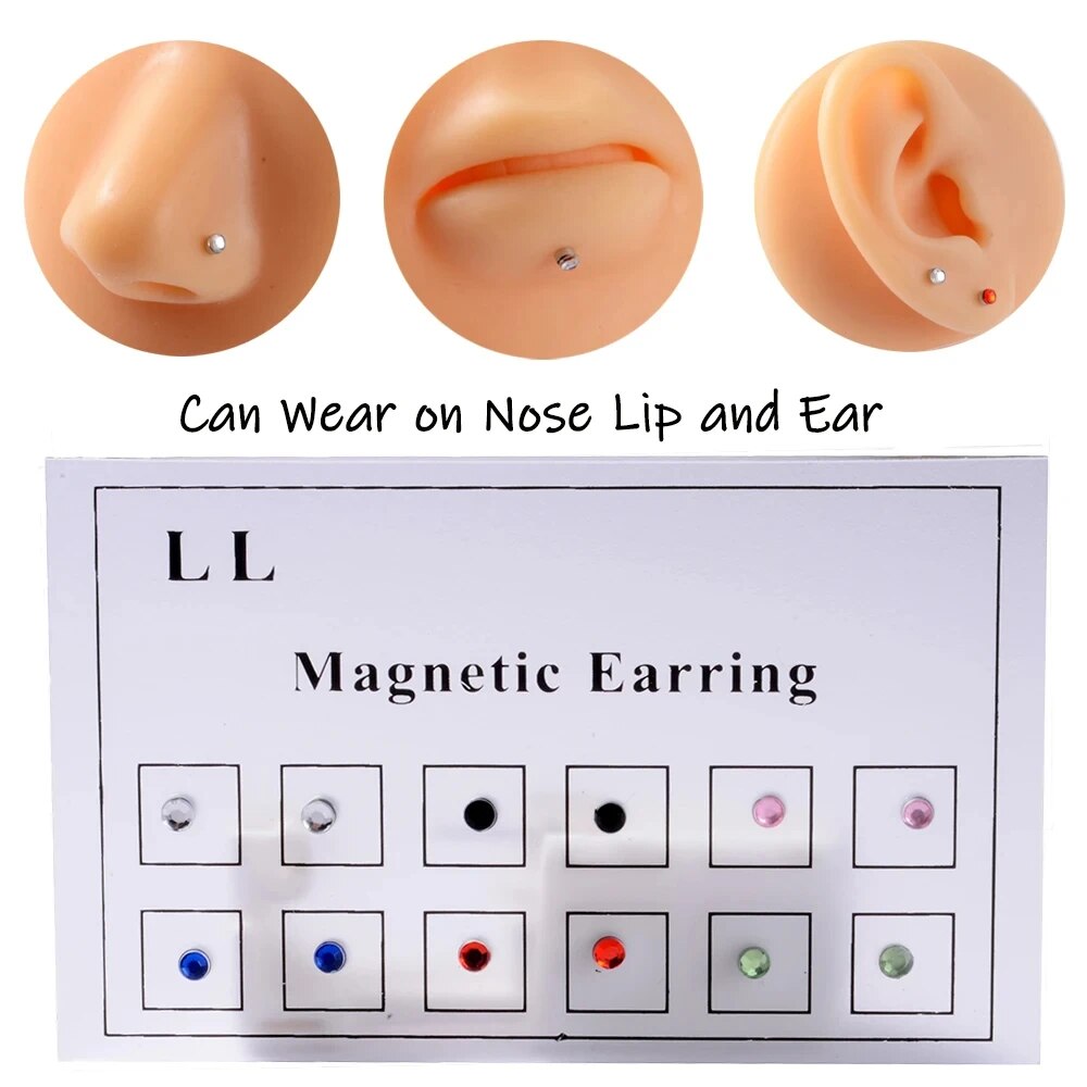 Body Jewelry Nose - 12PCS/Card Fake Cheater Non Pierced Magnet