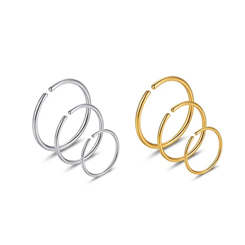 Body Jewelry Nose - 6pcs/lot Hypoallergenic Nose Rings Hoops 316L
