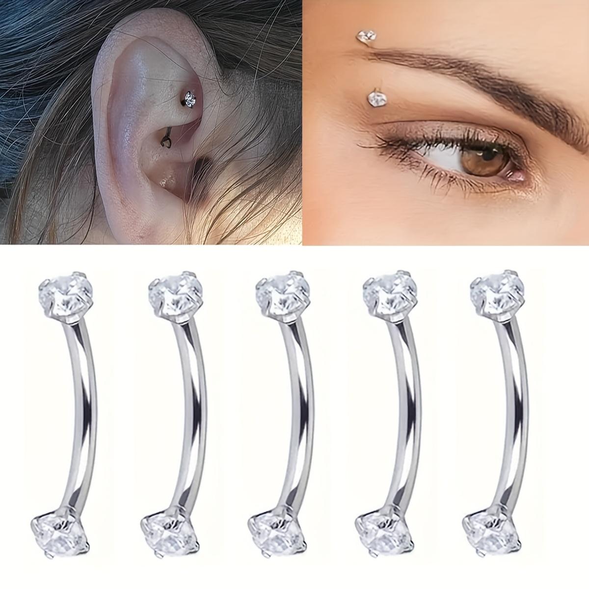 Rook Curved Barbell - 5pcs 16G Stainless Steel Eyebrow Ring