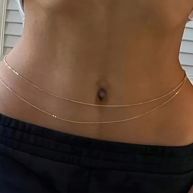 Body Jewelry Chain - 1Double-layer gold metal waist chain belt