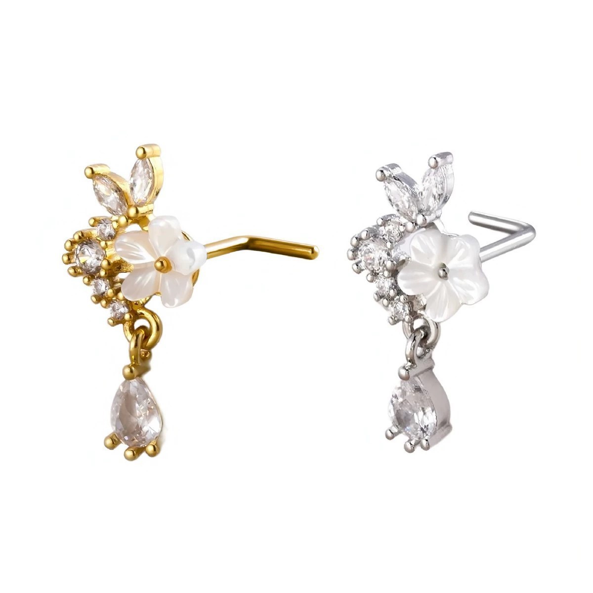 Gold Flower Nose Ring with Dan – Body Jewelry Nose Bewertung und Preis