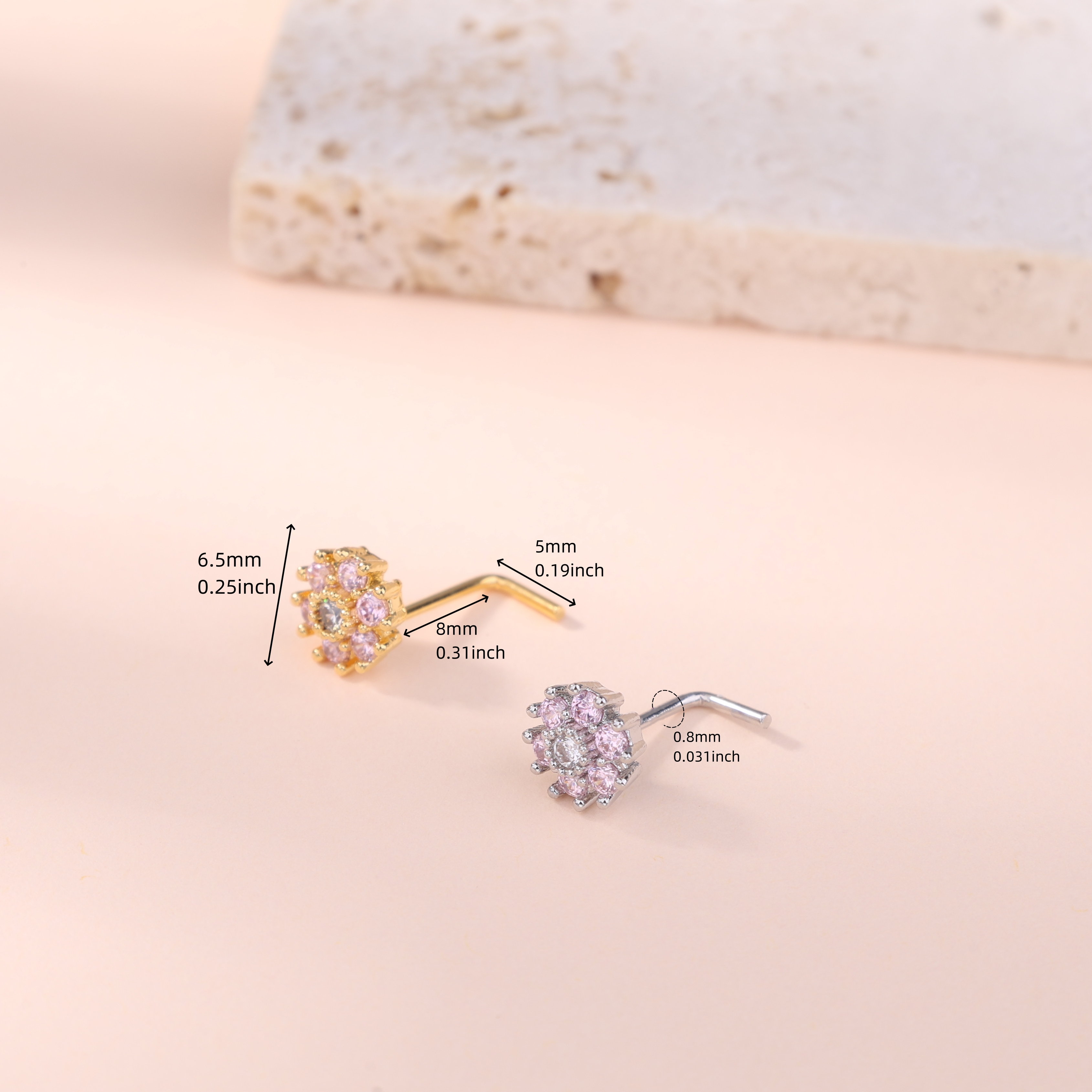 1Pcs Nose Stud Rings L Screw S – Body Jewelry Nose Bewertung und Preis