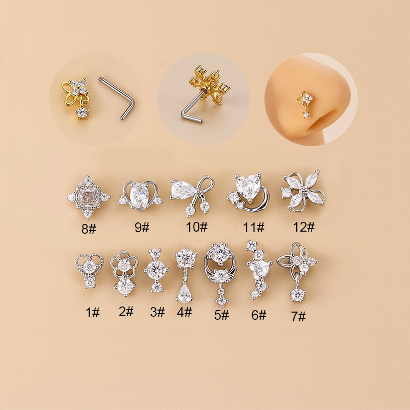 20G L-Shaped Cubic Zircon Nose – Body Jewelry Nose Bewertung und Preis