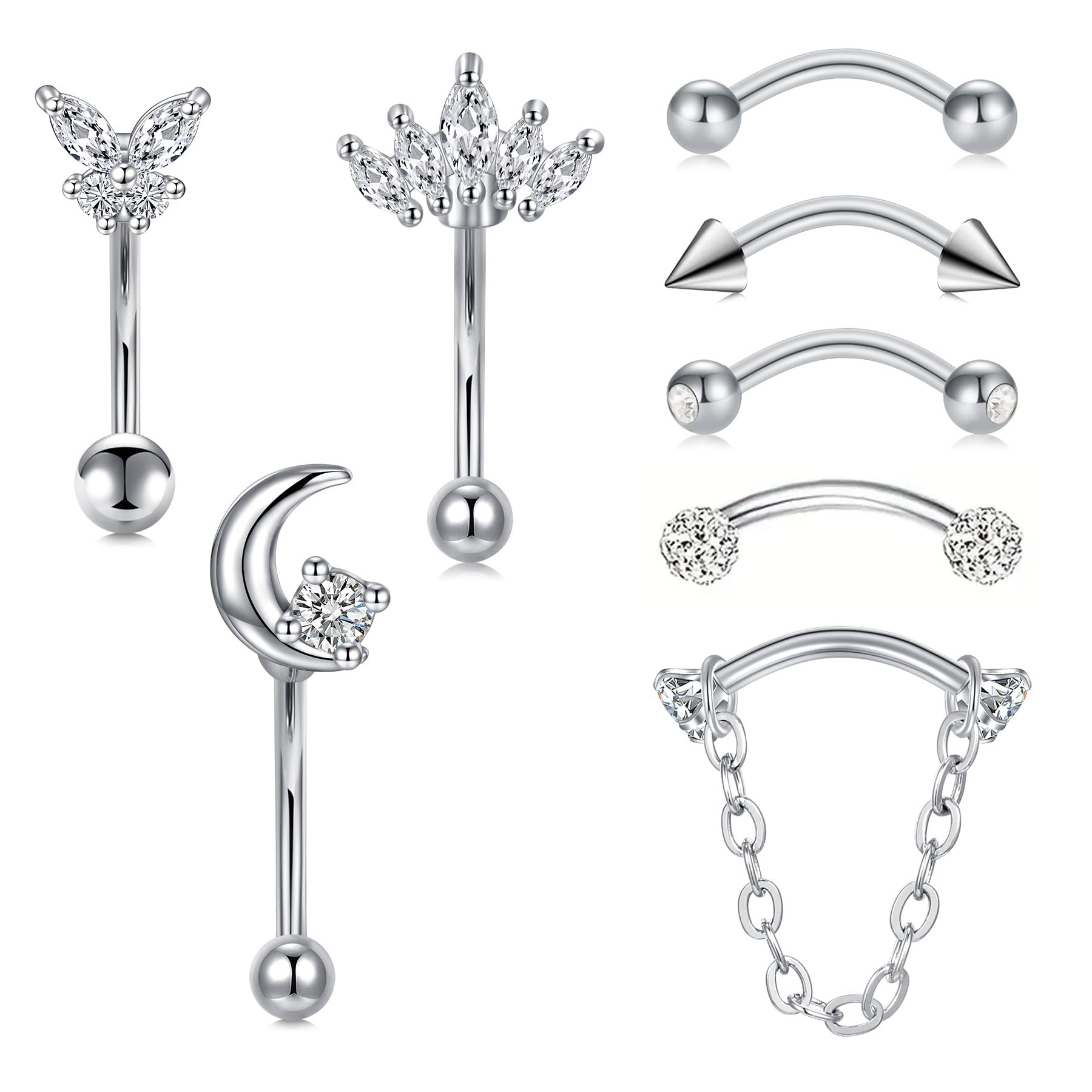 8PCS/Set 16G Eyebrow Rings for – Rook Curved Barbell Bewertung und Preis