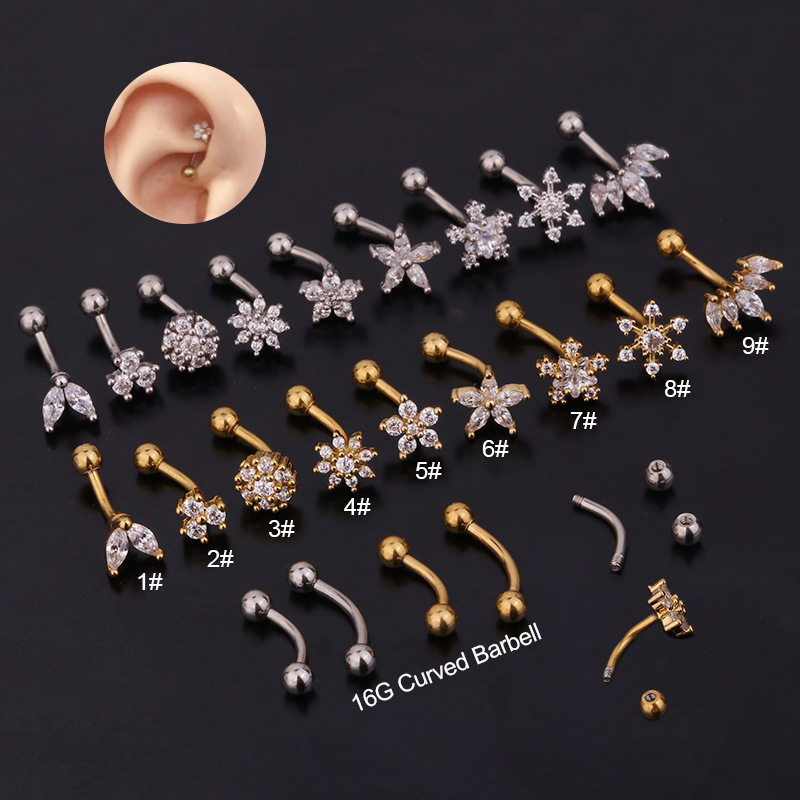 1Pc 1.2x8mm Eyebrow  Daith Snu – Rook Curved Barbell Bewertung und Preis