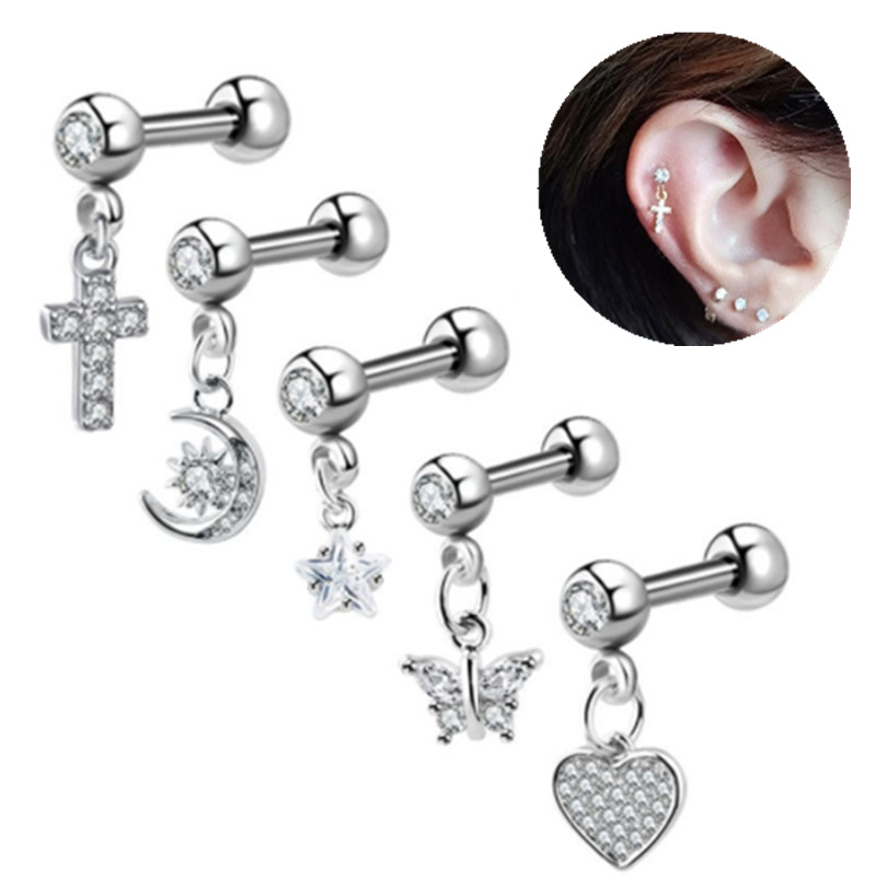 1PCS Moon Ear Cartilage Stud E – Rook Curved Barbell Bewertung und Preis