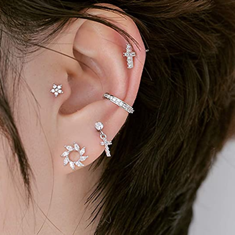 1PCS Moon Ear Cartilage Stud E – Rook Curved Barbell Bewertung und Preis