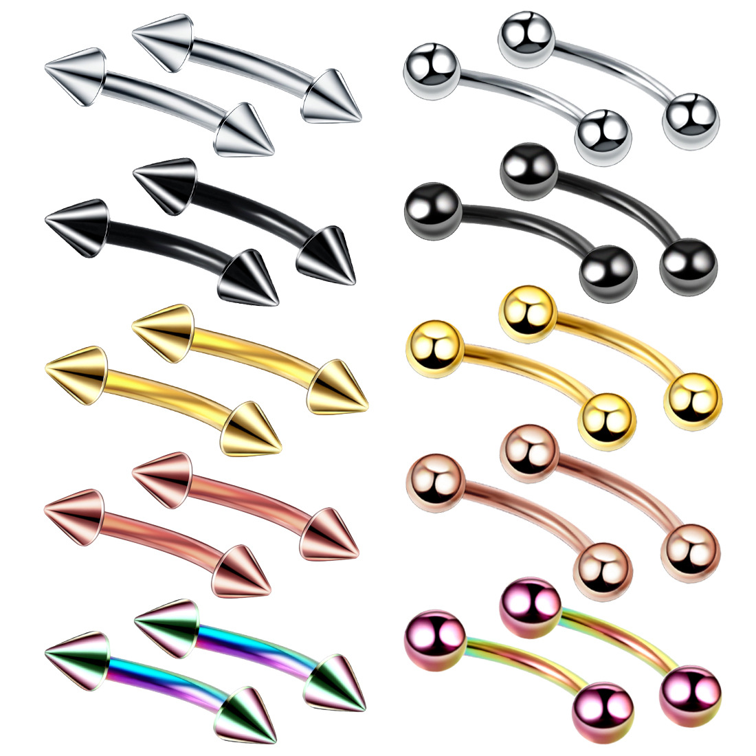 20pc/set Steel Eyebrow Banana  – Rook Curved Barbell Bewertung und Preis