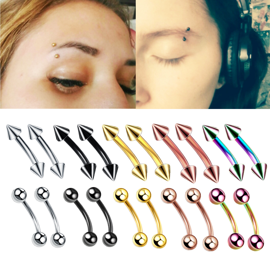 20pc/set Steel Eyebrow Banana  – Rook Curved Barbell Bewertung und Preis