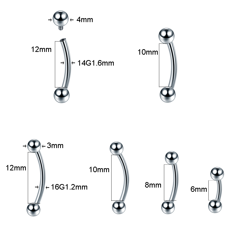 10Pcs/lot G23 Titanium Eyebrow – Rook Curved Barbell Bewertung und Preis