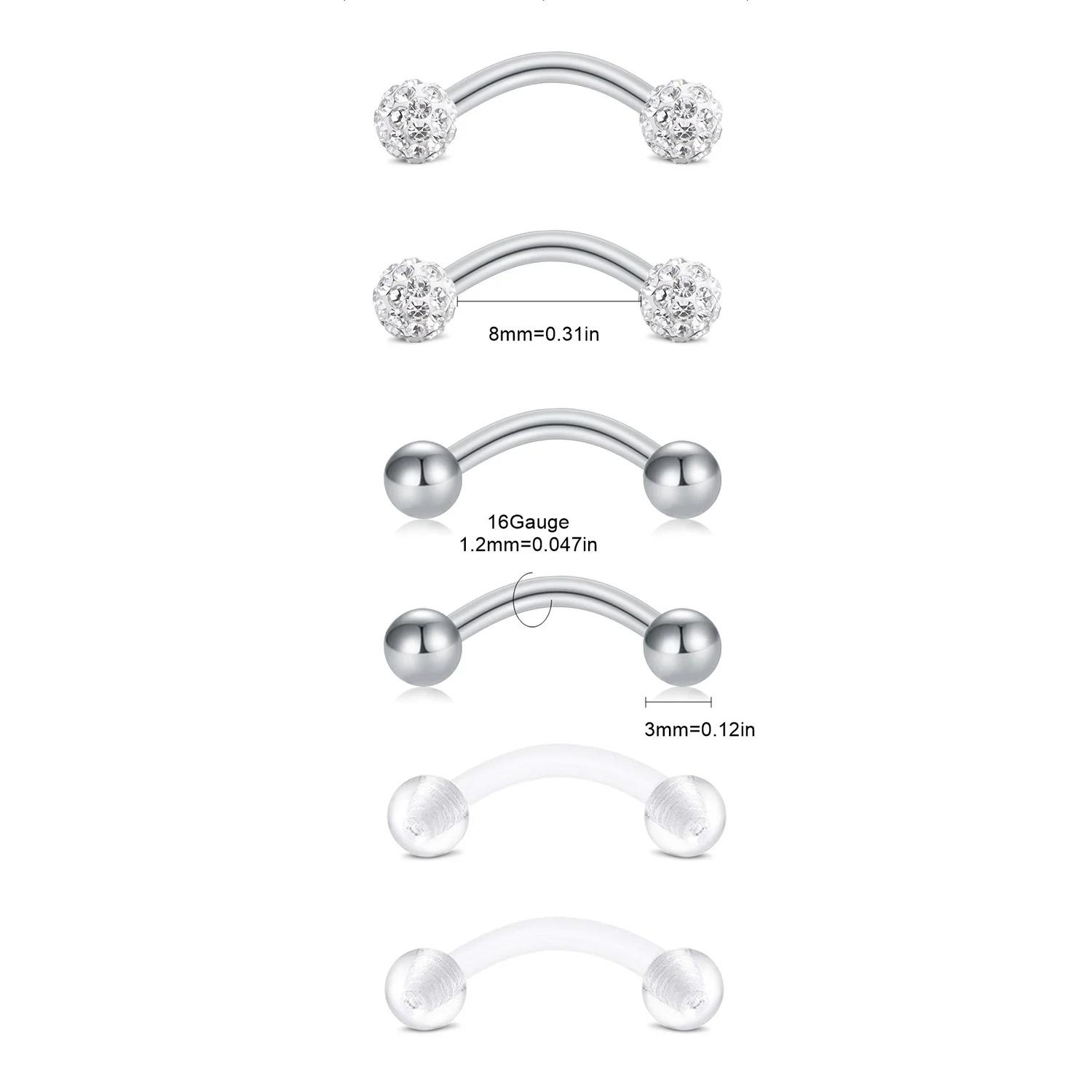 6pcs/Set Elegant Cute 16G Curv – Rook Curved Barbell Bewertung und Preis